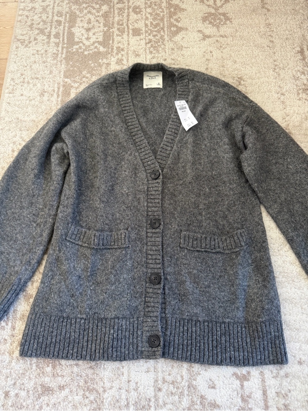 Women’s Cozy Gray Button-Front V-Neck Cardigan Sweater - Abercrombie & Fitch